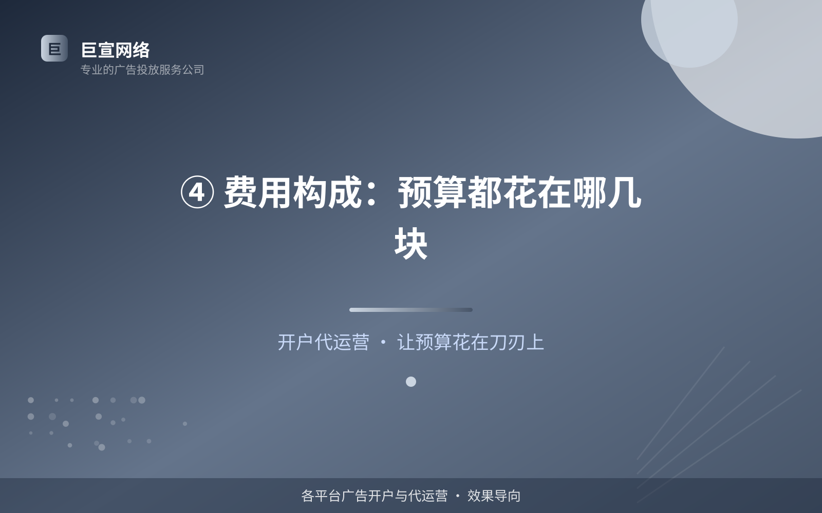 ④ 费用构成：预算都花在哪几块（效果数据维度）